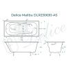 Ванна чугунная Delice Malibu DLR230630-AS 170х80 пристенная прямоугольная без ножек с антискользящим покрытием