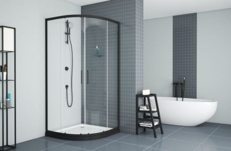 Душевой уголок Bravat Blackline BS090.1201B 90х90 стекло прозрачное профиль черный без поддона