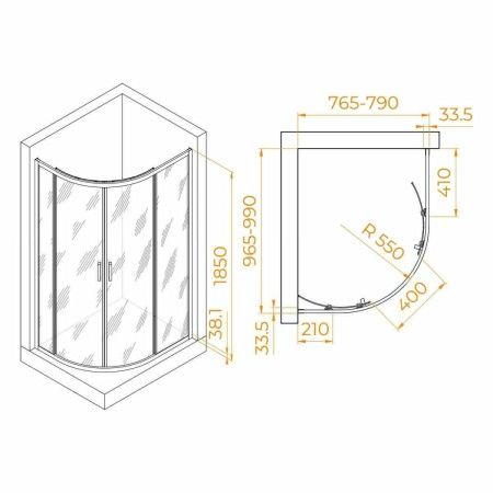Душевой уголок RGW Passage 41086180-11 100х80 стекло прозрачное профиль хром без поддона