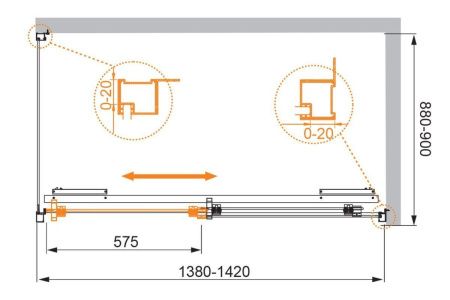 Душевой уголок Cezares LUX-SOFT LUX-SOFT-W-AH-1-140/90-C-Cr-IV 140х90 стекло прозрачное профиль хром без поддона