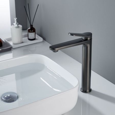 Смеситель для раковины Shevanik S43T S4311T на столешницу оружейная сталь