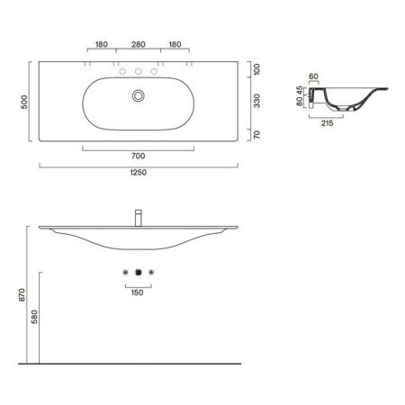 Раковина керамическая Catalano Sfera 521260021 130 см подвесная цвет белый без отверстий под смеситель