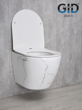 Унитаз подвесной Gid Convexo 62228Y черный с декором с сиденьем микролифт безободковый смыв торнадо