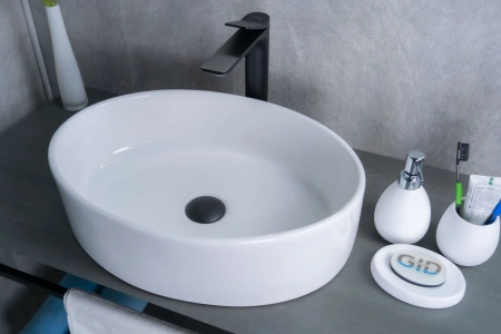 Раковина керамическая Gid Lago 51106 50х40 накладная цвет белый без отверстий под смеситель
