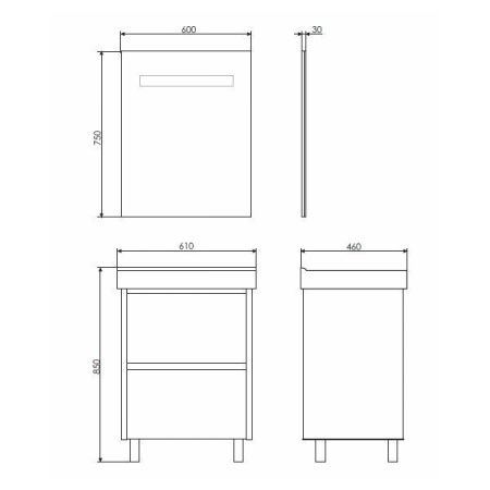 Тумба с раковиной Comforty Дублин 00004137134CF 60х50 напольная цвет белый