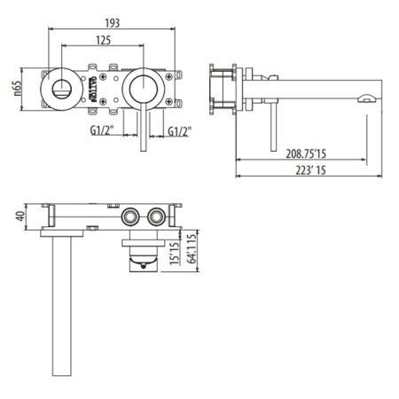 Смеситель Gattoni CIRCLE ONE 9035/90NO встраиваемый в стену черный
