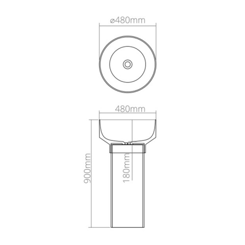 Раковина керамическая Dea Design Pedestal Basin DD2023 480 18 50х50 напольная цвет белый без отверстий под смеситель - фото 3