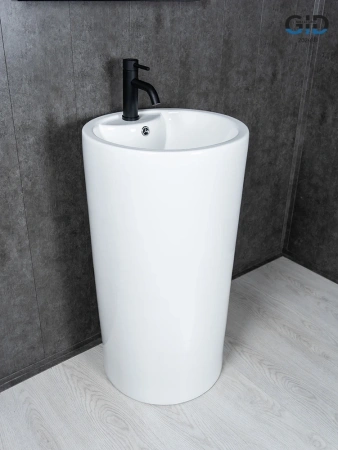 Раковина керамическая Gid Autonomo 81102 46х46 напольная цвет белый 1 отверстие под смеситель