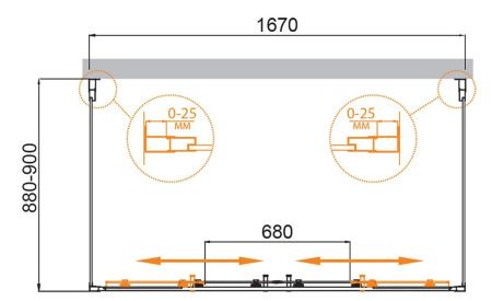 Душевой уголок Cezares MOLVENO MOLVENO-AH-2/2-170/90-C-BORO-IV 170х90 стекло прозрачное профиль золото без поддона