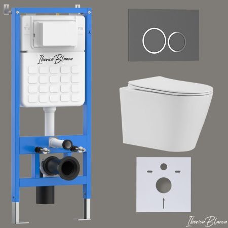 Комплект унитаз с инталляцией и клавишей смыва Iberica Blanca BURGOS ALTO IB001.BRA.234.827