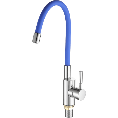 Смеситель для кухни Fashun A4053+B01 на мойку хром/синий - фото 2