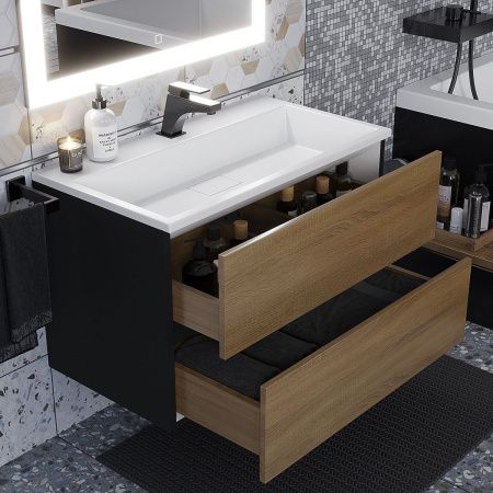 Тумба с раковиной Uperwood Barsa 293020543 80х50 цвет коричневый/черный