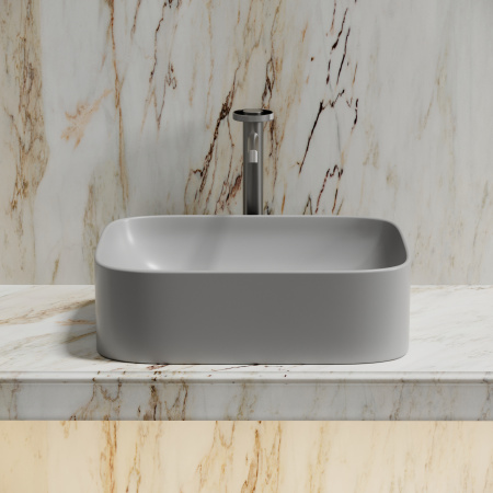 Раковина из сантехнического фарфора Ceramica Nova ELEMENT CN6052MSG 51х38 накладная цвет серый матовый без отверстий под смеситель