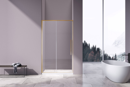 Душевая дверь Vincea Slim-N VDS-4SN140CLG 140х195 стекло прозрачное профиль золото брашированное