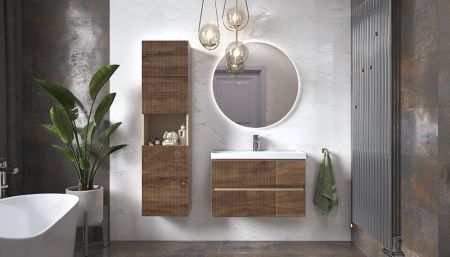 Тумба под раковину Velvex Mondi 308 акация темная 80х40 подвесная цвет коричневый