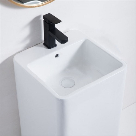 Раковина из санфаянса CeramaLux P7004L 40х40 напольная цвет белый 1 отверстие под смеситель