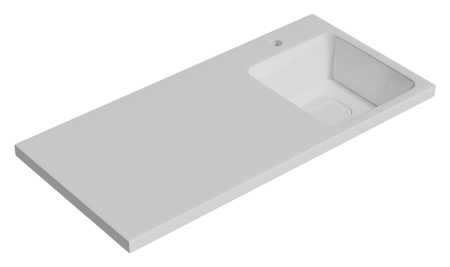 Раковина мебельная из литьевого мрамора Misty Kamilla 100 правая 4627173210560 100х48 над стиральной машиной цвет белый 1 отверстие под смеситель