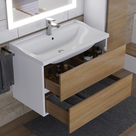 Раковина из искусственного камня Uperwood Family 293020630 80х50 полувстраиваемая цвет белый