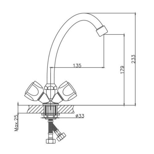 Смеситель для кухни Cron CN4009-2 на мойку хром - фото 3