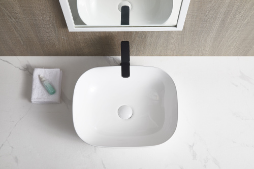 Раковина из сантехнического фарфора Sintesi SIN-LVB-APP-403 50х41 накладная цвет белый - фото 2