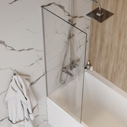 Шторка на ванну Teymi Timo T00270 60х140 стекло прозрачное профиль хром ориентация универсальная - фото 4