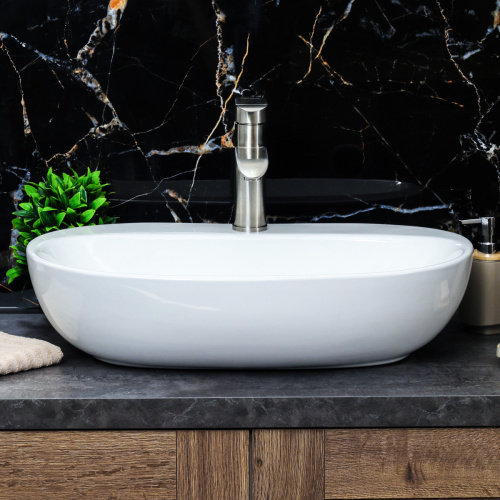 Раковина из сантехнического фарфора Melana 320327-805 60х41 накладная цвет белый 1 отверстие под смеситель - фото 5