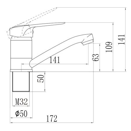 Смеситель для кухни Savol S-T4504 на мойку хром