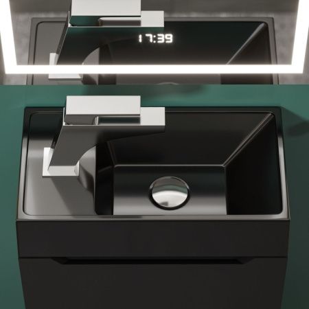 Раковина из искусственного камня Uperwood Classic New 2911021334 40х20 полувстраиваемая цвет черный