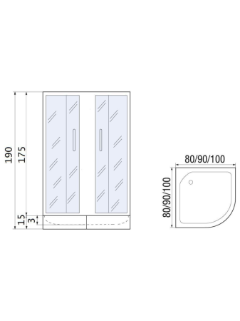 Душевой уголок River DON LIGHT 10000002917 80х80 стекло матовое профиль хром без поддона