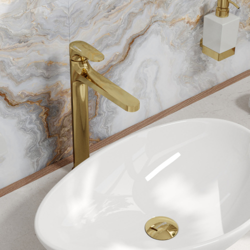 Смеситель WasserKRAFT Neckar 2100 2103H на столешницу золото - фото 4