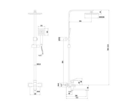 Душевая стойка Fmark FS8145-25Q настенная цвет графит