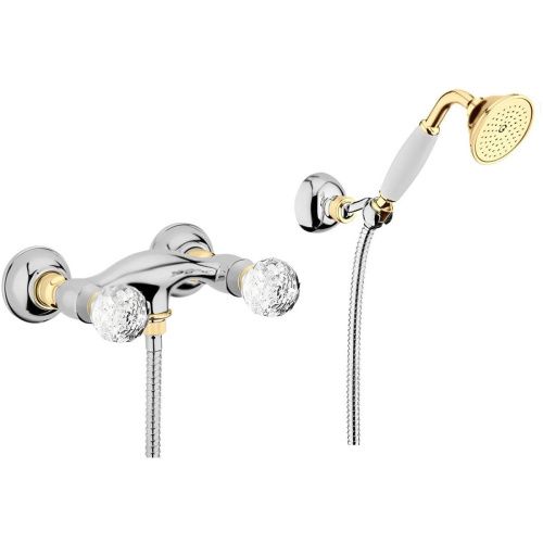 Смеситель для ванны и душа Webert Karenina KA760101017 настенный хром/золото - фото 2