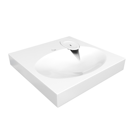 Раковина из литьевого мрамора Teymi Lori Pro T50412 59х59 над стиральной машиной цвет белый 1 отверстие под смеситель