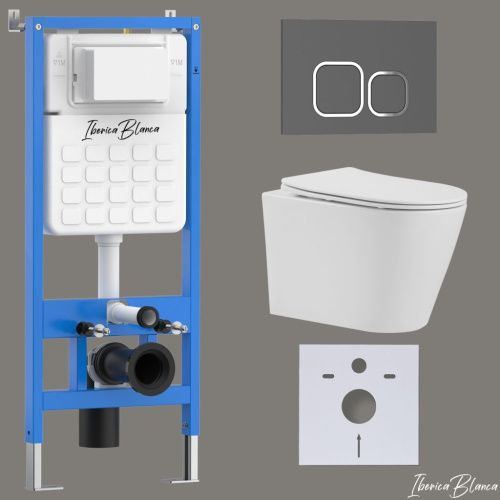 Комплект унитаз с инталляцией и клавишей смыва Iberica Blanca BURGOS ALTO IB001.BRA.234.837 - фото 2