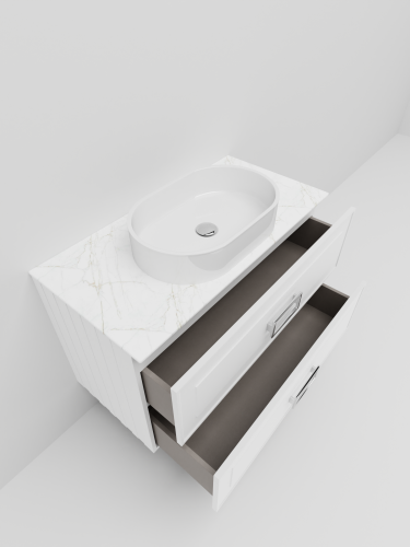 Тумба со столешницей La Fenice CUBO TWIN NFNC-01-CUB-B-100-2-2-GG 100х62х49 подвесная цвет белый - фото 3