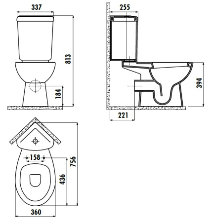 Чаша унитаза напольная Creavit Corner SD310-11CB00E-0000 цвет белый без бачка без сиденья душевой смыв