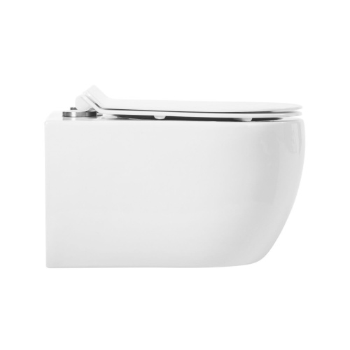 Унитаз подвесной Art&Max Bologna AM211CHR/AM211SC белый с сиденьем микролифт каскадный смыв - фото 3