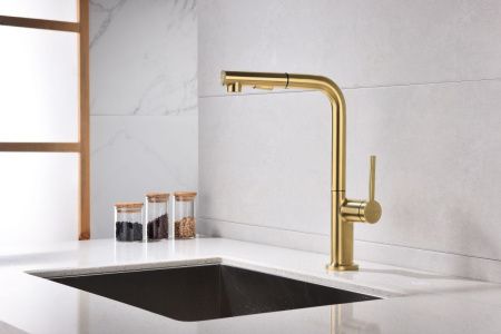 Смеситель для кухни Paulmark NEO Ne214419-LG на мойку золото