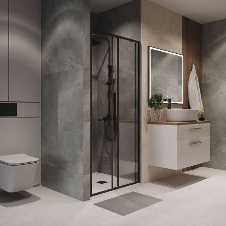 Душевая дверь Niagara Nova NG-84-9AB 90х195 стекло прозрачное профиль черный