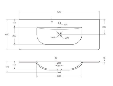 Раковина керамическая BelBagno Uno BB-8099-120 120х50 накладная цвет белый 1 отверстие под смеситель