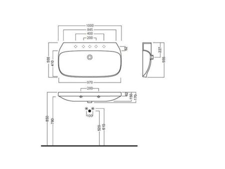Раковина из сантехнического фаянса Hatria ABITO YXX901 100х50 подвесная цвет белый