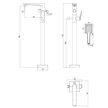 Смеситель LeMark Bronx LM3744BL напольный черный
