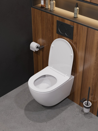 Унитаз подвесной Cezares STYLUS-TOR CZR-546-TH-TOR/SC белый с сиденьем микролифт безободковый смыв торнадо