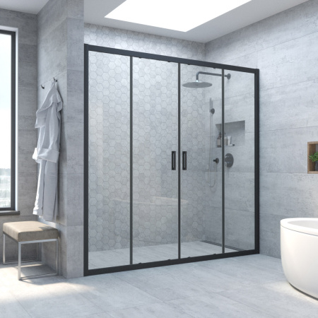 Душевая дверь Vegas-Glass Z2P TUR+NOVO Z2P NOVO h2000 185 02М crystalvision 185х200 стекло прозрачное профиль черный матовый