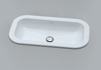 Раковина из сантехнического фаянса Azzurra Glaze GLLI06938000BI (GLZ 69x38/IN bi) 70х40 встраиваемая цвет белый без отверстий под смеситель