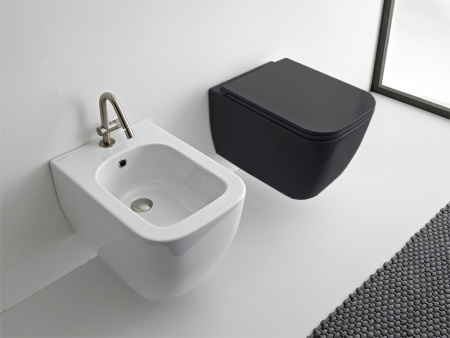 Чаша унитаза подвесная Scarabeo Teorema 2.0 5126/CL49 цвет черный матовый без сиденья безободковая смыв торнадо