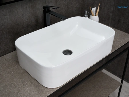 Раковина керамическая Gid Geométrico 51231 60х40 накладная цвет белый без отверстий под смеситель