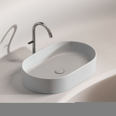 Раковина из сантехнического фарфора Ceramica Nova ELEMENT CN6048MSG 60х40 накладная цвет серый без отверстий под смеситель