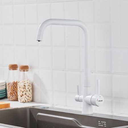 Смеситель для кухни Shevanik S528C на мойку белый