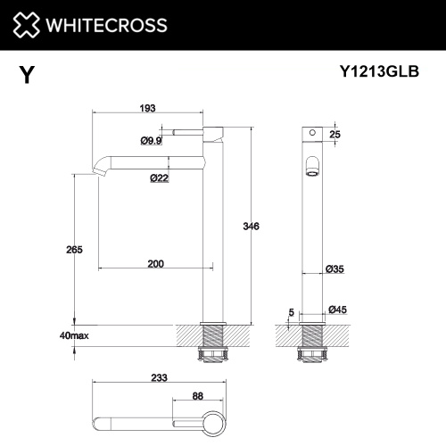 Смеситель для раковины Whitecross Y brushed gold Y1213GLB на столешницу золото брашированное без термостата - фото 3